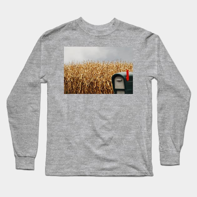 Rural Mailbox and Cornfield Long Sleeve T-Shirt by LaurieMinor